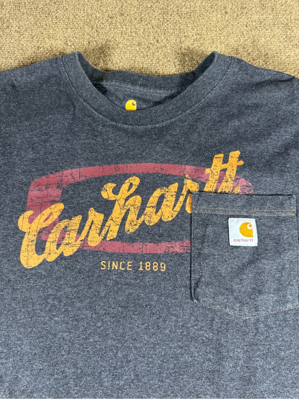 Carhartt Shirt Mens XL Tall Heather Grey Long Sleeve‎ Since 1889 Logo Tee XLT - Picture 2 of 13